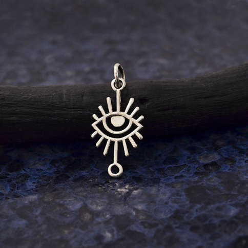 Sterling Silver Eye Link with Long Eye Lashes