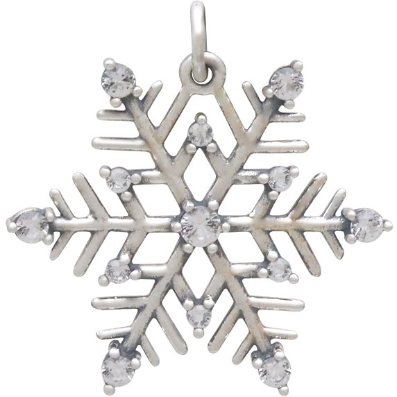 Sterling Silver Snowflake Pendant with Nano Gems 25x20mm