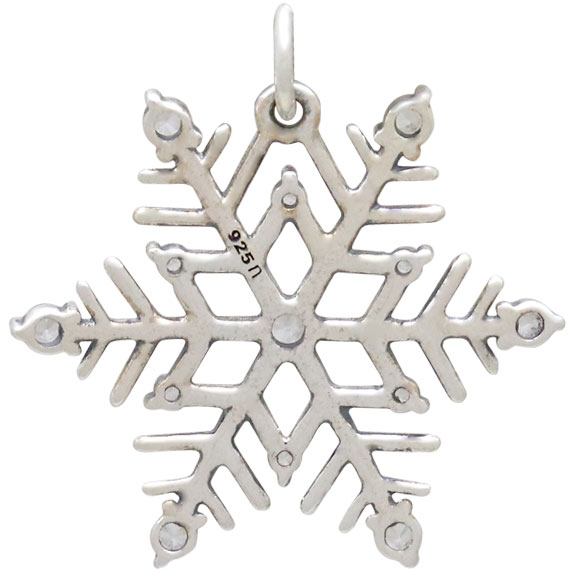 Sterling Silver Snowflake Pendant with Nano Gems