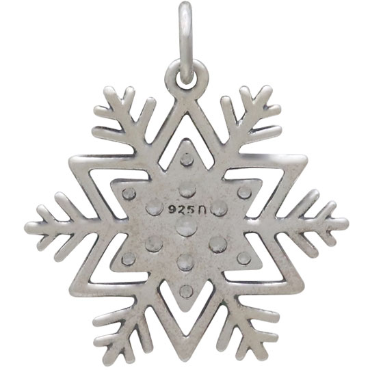 Sterling Silver Snowflake Pendant with Pave NanoGems 23x21mm