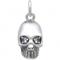 Sterling Silver Skull Charm with Nano Gem Eyes 