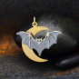 Sterling Silver Layered Bat Charm with Bronze Moon 27x26mm