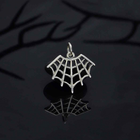 Sterling Silver Spider Web Charm 18x17mm