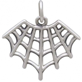 Sterling Silver Spider Web Charm 18x17mm