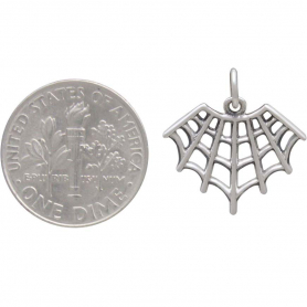 Sterling Silver Spider Web Charm 18x17mm