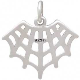 Sterling Silver Spider Web Charm 18x17mm