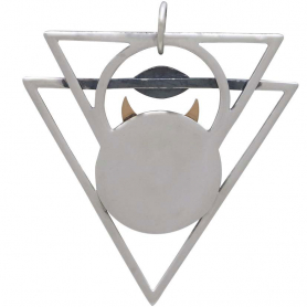 Mixed Metal Triangle Pendant with Moth and Eye 36x31mm