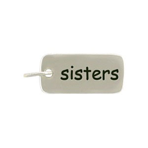 Sterling Silver Word Charm - Sisters 18x7mm