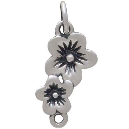Sterling Siver Double Cherry Blossom Link 20x9mm