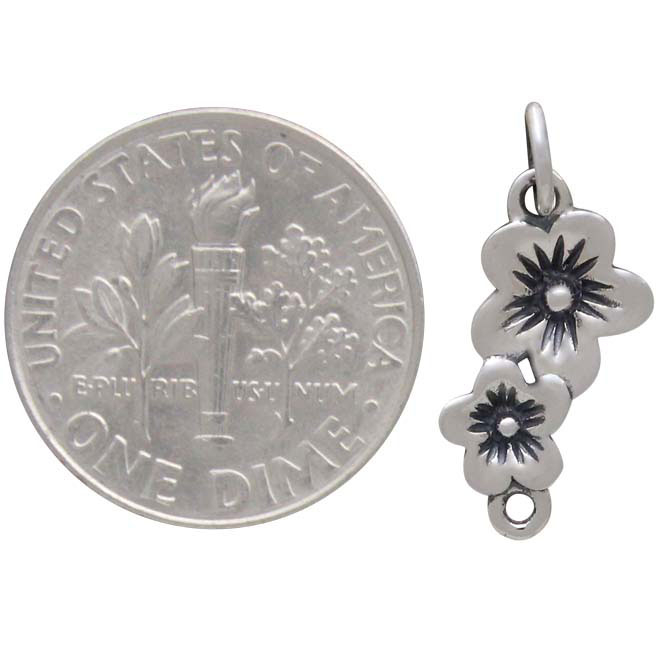 Sterling Siver Double Cherry Blossom Link 20x9mm