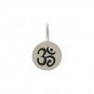 Sterling Silver Small Round Charm with Etched Om 13x8mm