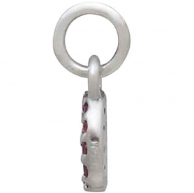 Sterling Silver Circle Charm with Colorful Nano Gems 12x6mm