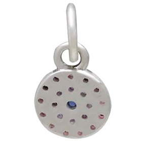 Sterling Silver Circle Charm with Colorful Nano Gems 12x6mm