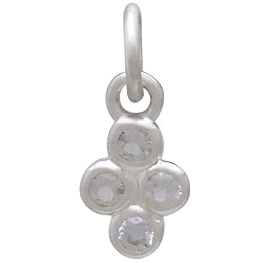 Sterling Silver Clear Cluster Nano Gem Charm 14x6mm