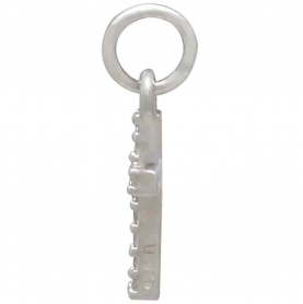 Sterling Silver Cross Charm with Clear Nano Gems 16x6mm