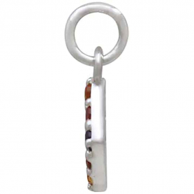 Sterling Silver Diamond Charm with Colorful Nano Gems 15x6mm