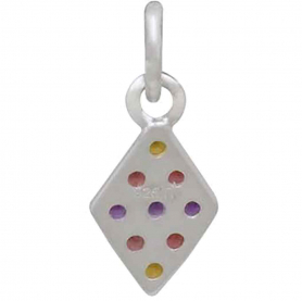Sterling Silver Diamond Charm with Colorful Nano Gems 15x6mm