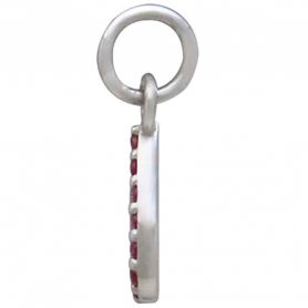 Sterling Silver Teardrop Charm with Pink Nano Gems 14x6mm