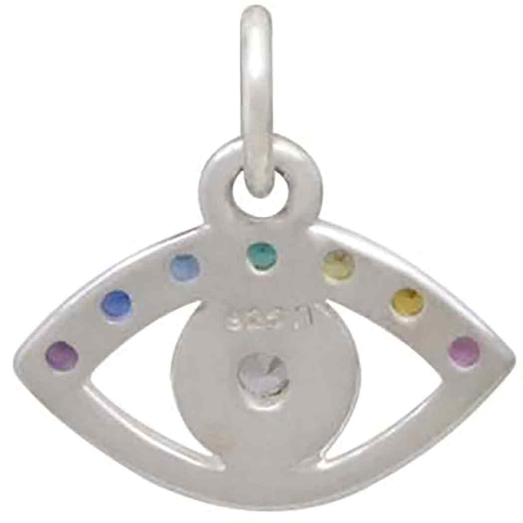 Sterling Silver Rainbow Eye Charm with Nano Gems 13x13mm