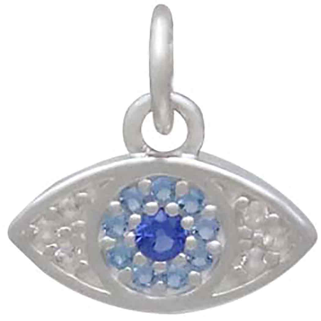 Sterling Silver Eye Charm with Blue Nano gems