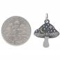 Silver Mushroom Charm with Bronze Star and Moon 21x16mm