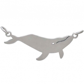 Silver Whale Charm with Bronze Star and Moon 18x36mm