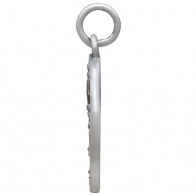 Silver Gazing Kitty Charm with Bronze Star and Moon 21x15mm