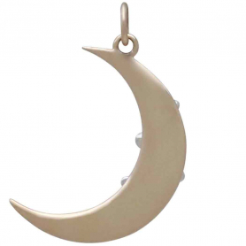 Bronze Moon Charm with Silver Cherry Blossoms 28x16mm