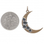 Bronze Moon Charm with Silver Cherry Blossoms 28x16mm