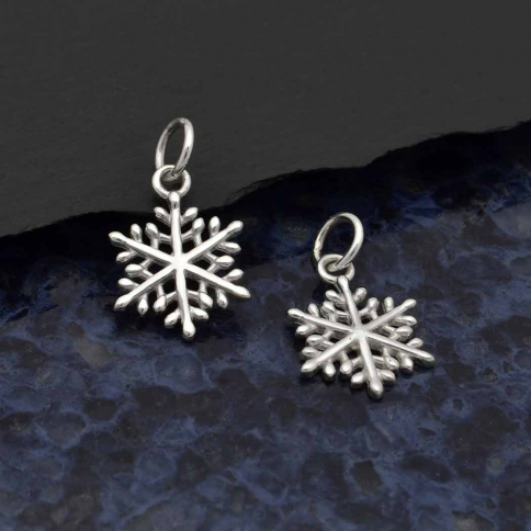 Sterling Silver Winter Snowflake Charm 17x10mm