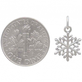 Sterling Silver Winter Snowflake Charm 17x10mm