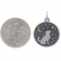 Silver Gazing Dog Charm with Bronze Star and Moon 21x15mm