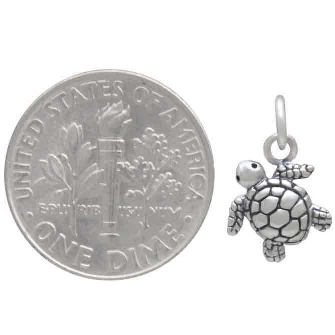 Sterling Silver Baby Sea Turtle Charm 14x9mm