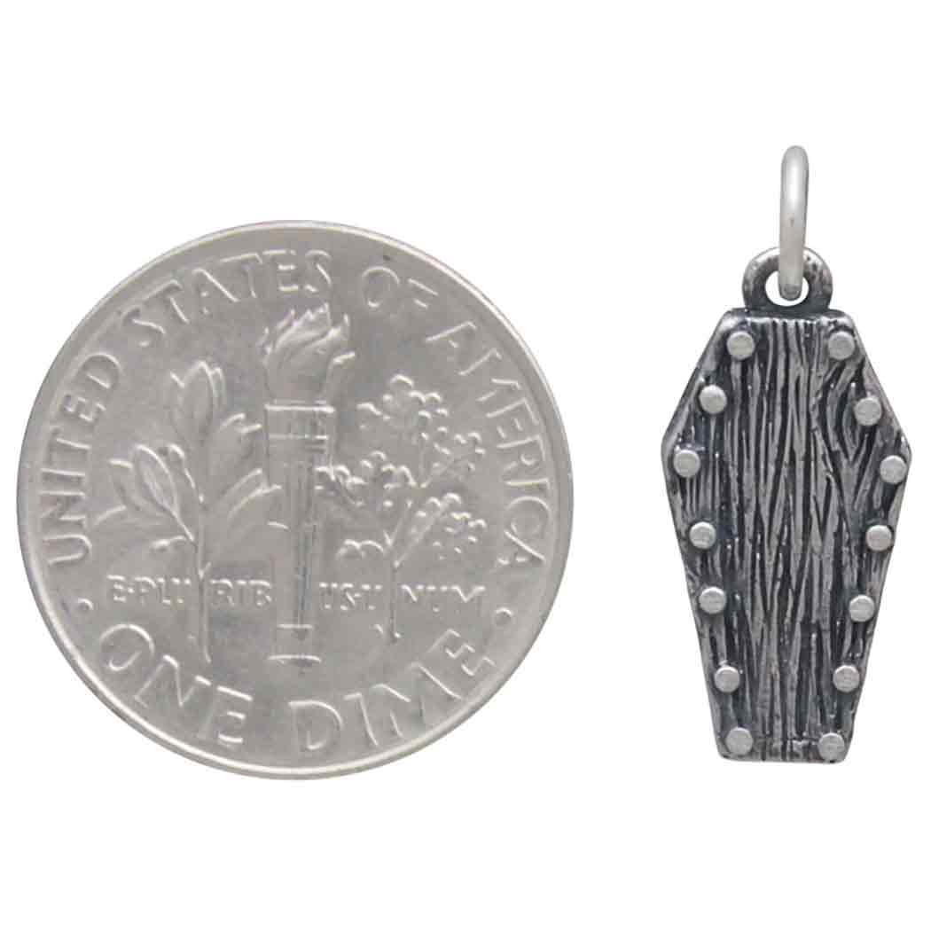 Sterling Silver Wood Coffin Charm