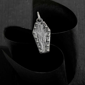 Sterling Silver Wood Coffin Charm 20x8mm