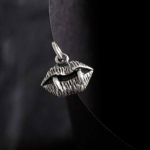 Sterling Silver Lips with Fangs Charm