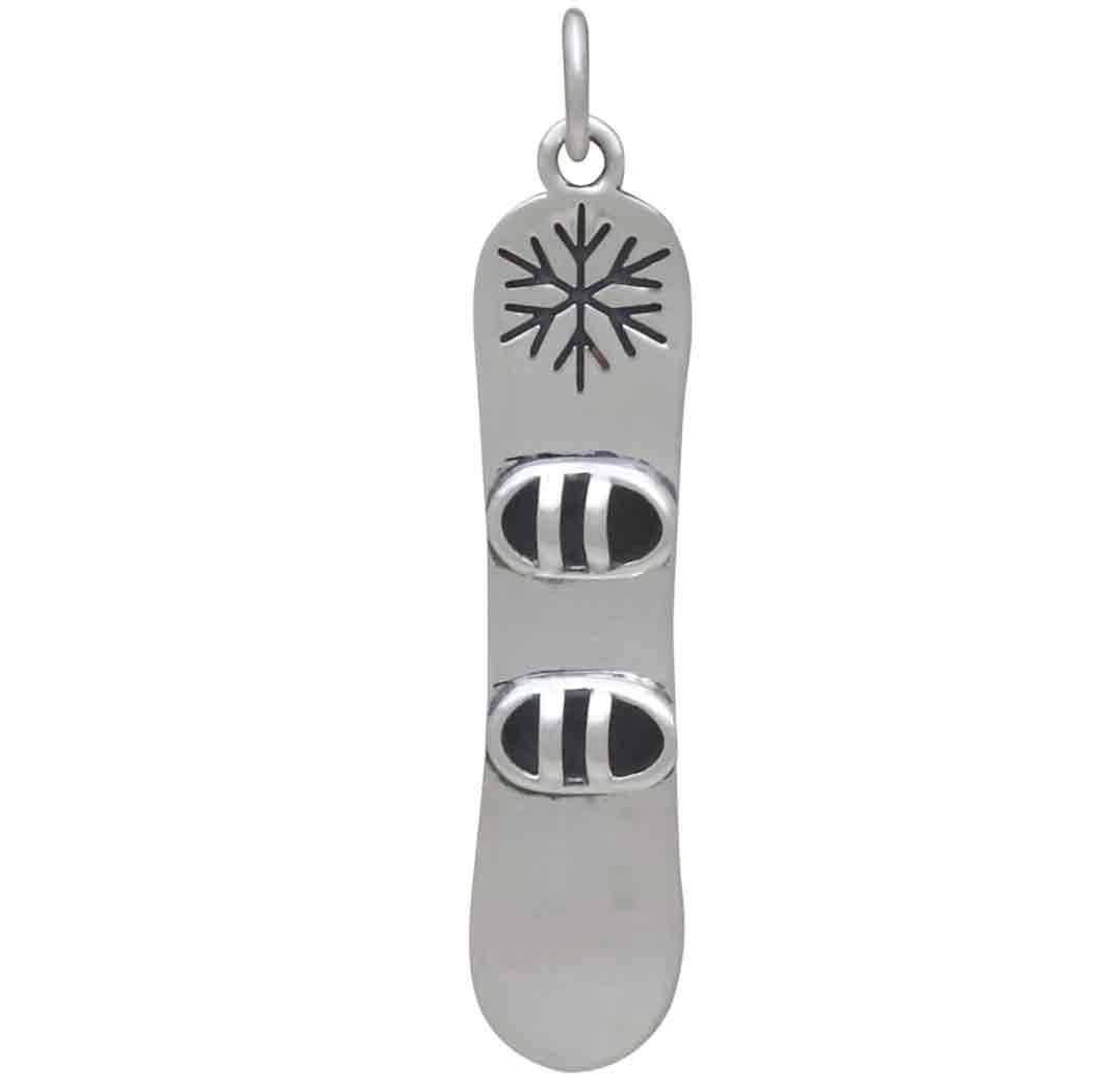 Sterling Silver Snowboard Pendant Front View