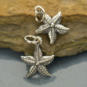 Sterling Silver Textured Starfish Charm 16x10mm DISCONTINUED
