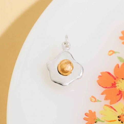 Sterling Silver Fried Egg Charm