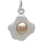 Sterling Silver Fried Egg Charm with Bronze Yolk Front View