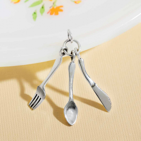Sterling Silver Knife Spoon and Fork Charm