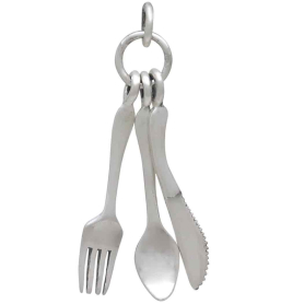 Sterling Silver Knife Spoon and Fork Charm Front View