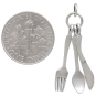 Sterling Silver Knife Spoon and Fork Charm with Dime