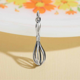 Sterling Silver Whisk Charm 26x6mm