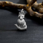 Sterling Silver Dimensional Sitting Fox Charm 23x12mm