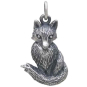 Sterling Silver Dimensional Sitting Fox Charm 23x12mm front view