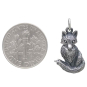 Sterling Silver Dimensional Sitting Fox Charm 23x12mm next to dime