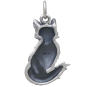 Sterling Silver Dimensional Sitting Fox Charm 23x12mm back view