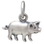 Sterling Silver Tiny Pig Charm Front View