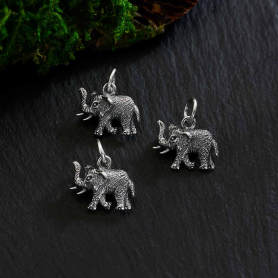 Sterling Silver Tiny Elephant Charm 14x12mm